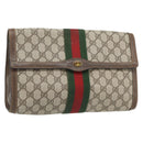 GUCCI GG Supreme Web Sherry Line Clutch Tas Beige Goud 84 01 007 Auth ka4503-1