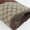 GUCCI GG Supreme Web Sherry Line Clutch Tas Beige Goud 84 01 007 Auth ka4503-10
