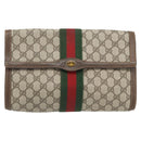 GUCCI GG Supreme Web Sherry Line Clutch Tas Beige Goud 84 01 007 Auth ka4503-2