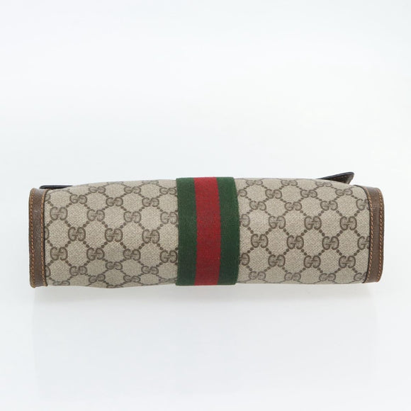GUCCI GG Supreme Web Sherry Line Clutch Tas Beige Goud 84 01 007 Auth ka4503