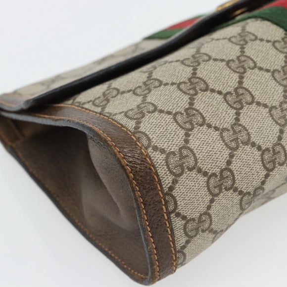GUCCI GG Supreme Web Sherry Line Clutch Tas Beige Goud 84 01 007 Auth ka4503