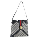 GUCCI GG Supreme Sherry Line Shoulder Bag PVC Navy Gold Auth ka4505-1
