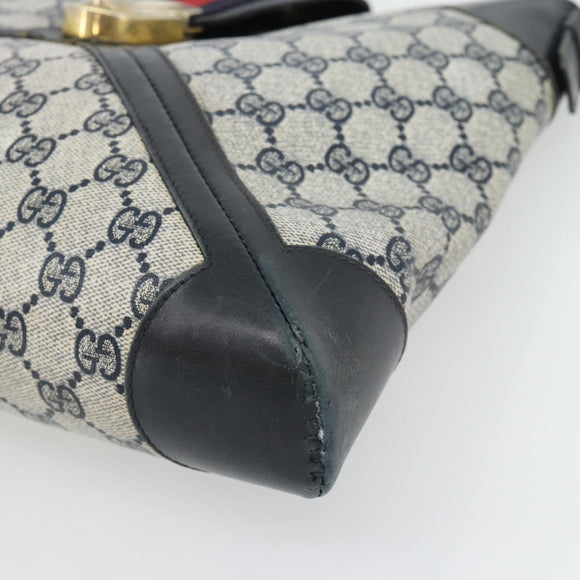 GUCCI GG Supreme Sherry Line Shoulder Bag PVC Navy Gold Auth ka4505