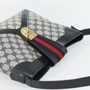 GUCCI GG Supreme Sherry Line Shoulder Bag PVC Navy Gold Auth ka4505-6