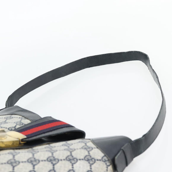 GUCCI GG Supreme Sherry Line Shoulder Bag PVC Navy Gold Auth ka4505