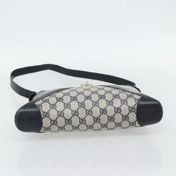 GUCCI GG Supreme Sherry Line Shoulder Bag PVC Navy Gold Auth ka4505