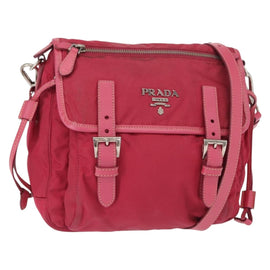 PRADA Shoulder Bag Nylon Pink Silver Auth ka451