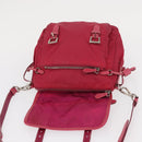 PRADA Shoulder Bag Nylon Pink Silver Auth ka451-18