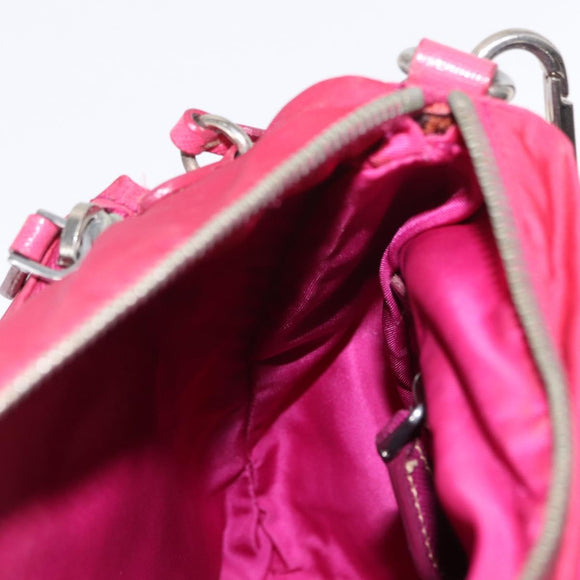 PRADA Shoulder Bag Nylon Pink Silver Auth ka451