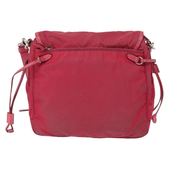 PRADA Shoulder Bag Nylon Pink Silver Auth ka451