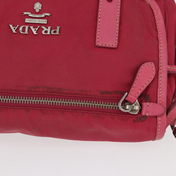 PRADA Shoulder Bag Nylon Pink Silver Auth ka451
