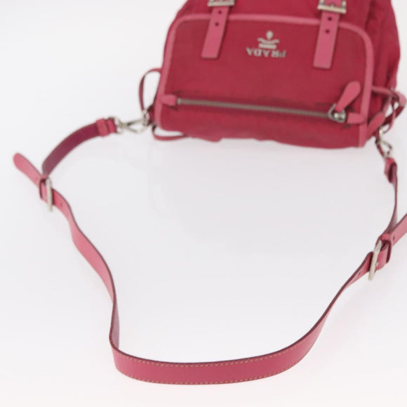 PRADA Shoulder Bag Nylon Pink Silver Auth ka451