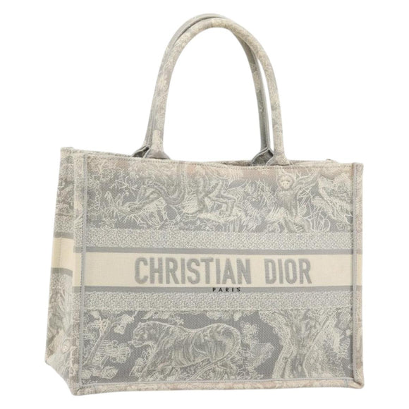 Christian Dior Book Tote Medium Hand Bag Canvas Gray Auth ka4510A