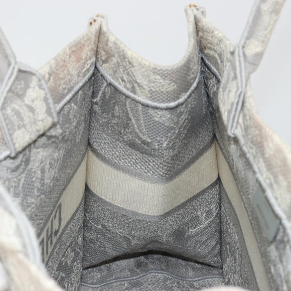 Christian Dior Book Tote Medium Hand Bag Canvas Gray Auth ka4510A