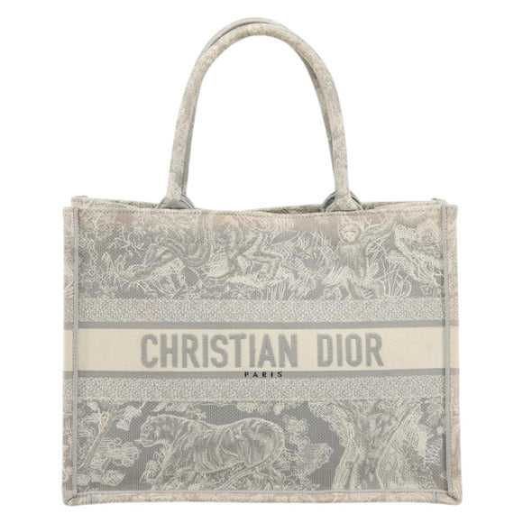 Christian Dior Book Tote Medium Hand Bag Canvas Gray Auth ka4510A