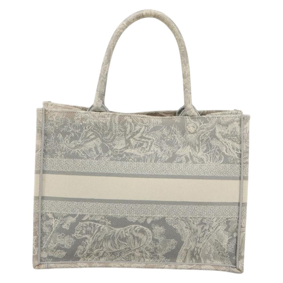 Christian Dior Book Tote Medium Hand Bag Canvas Gray Auth ka4510A