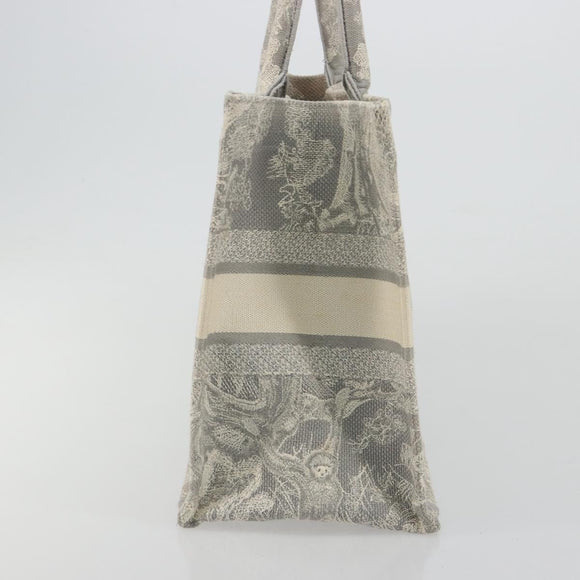 Christian Dior Book Tote Medium Hand Bag Canvas Gray Auth ka4510A