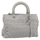 Christian Dior Diorissimo Hand Bag Leather 2way Gray Silver Auth ka4511A-1