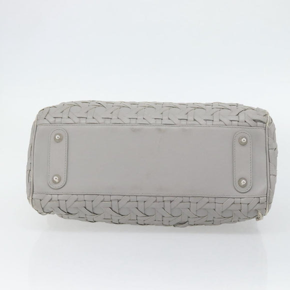 Christian Dior Diorissimo Hand Bag Leather 2way Gray Silver Auth ka4511A