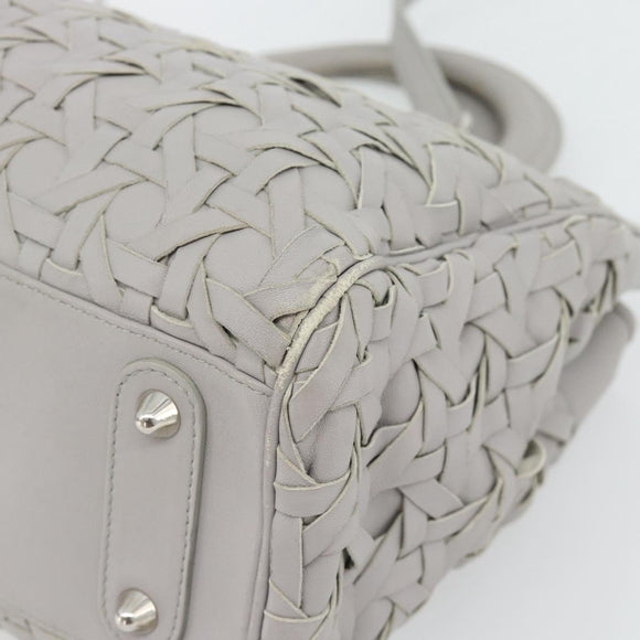 Christian Dior Diorissimo Hand Bag Leather 2way Gray Silver Auth ka4511A