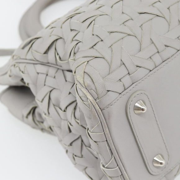Christian Dior Diorissimo Hand Bag Leather 2way Gray Silver Auth ka4511A