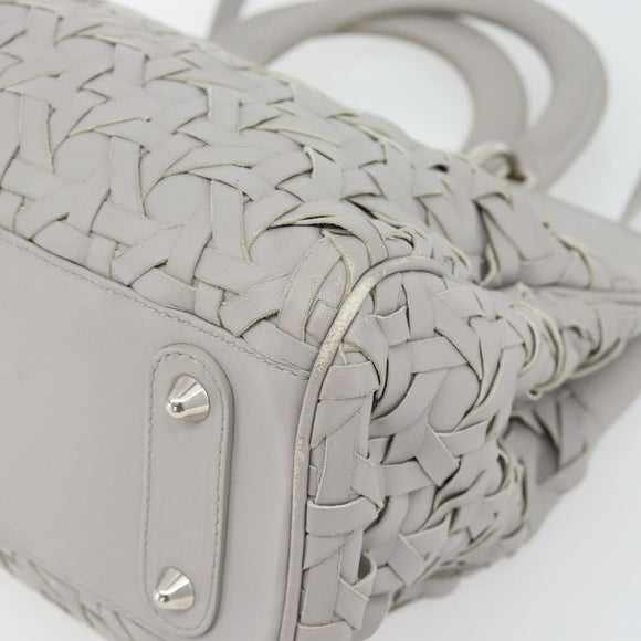 Christian Dior Diorissimo Hand Bag Leather 2way Gray Silver Auth ka4511A
