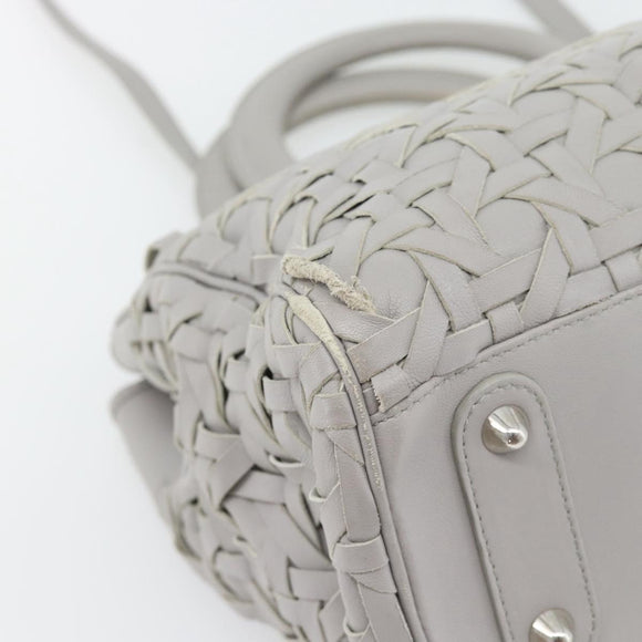 Christian Dior Diorissimo Hand Bag Leather 2way Gray Silver Auth ka4511A