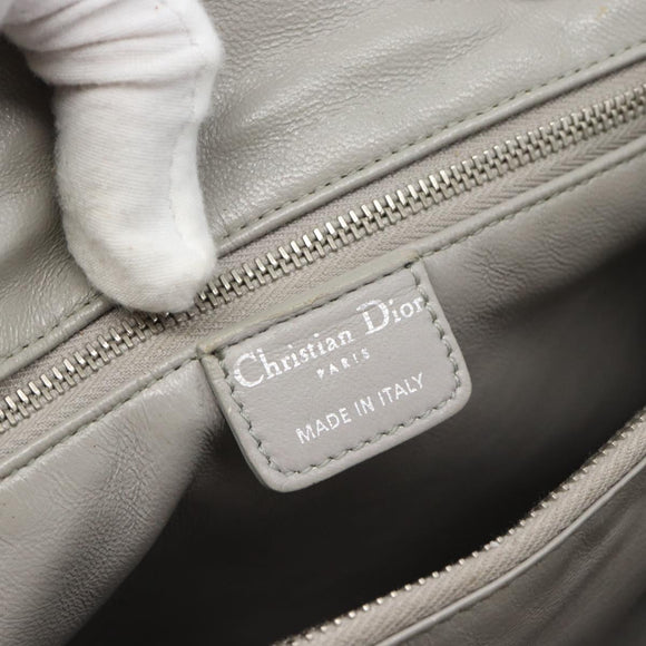 Christian Dior Diorissimo Hand Bag Leather 2way Gray Silver Auth ka4511A