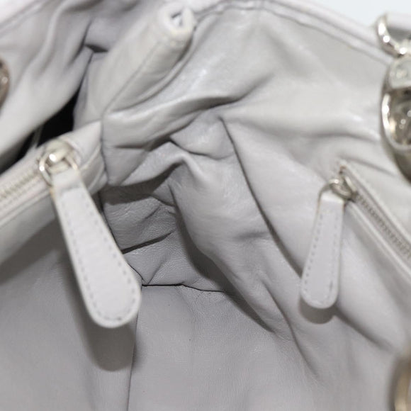 Christian Dior Diorissimo Hand Bag Leather 2way Gray Silver Auth ka4511A
