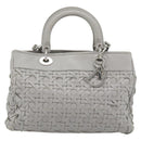 Christian Dior Diorissimo Hand Bag Leather 2way Gray Silver Auth ka4511A-2