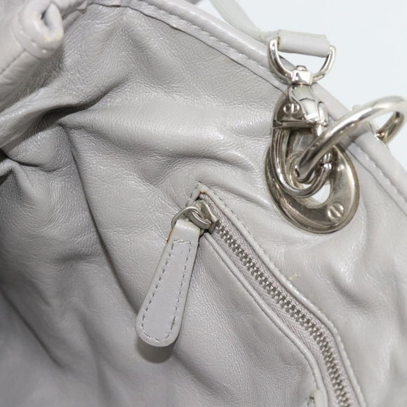 Christian Dior Diorissimo Hand Bag Leather 2way Gray Silver Auth ka4511A