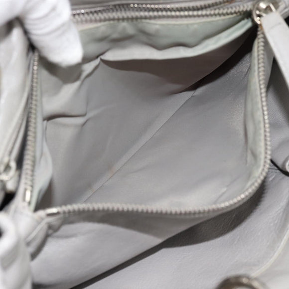 Christian Dior Diorissimo Hand Bag Leather 2way Gray Silver Auth ka4511A