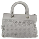 Christian Dior Diorissimo Hand Bag Leather 2way Gray Silver Auth ka4511A-3