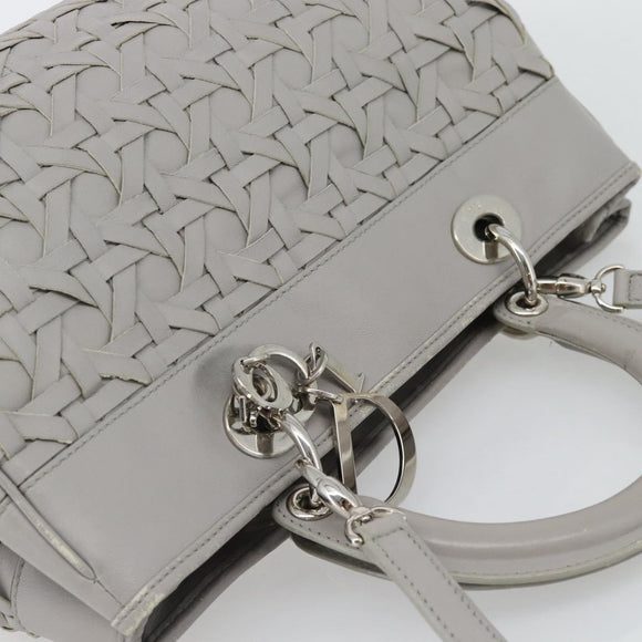 Christian Dior Diorissimo Hand Bag Leather 2way Gray Silver Auth ka4511A