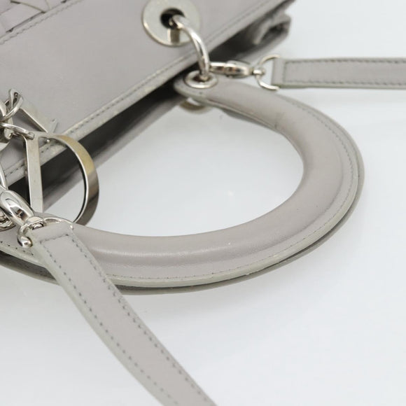 Christian Dior Diorissimo Hand Bag Leather 2way Gray Silver Auth ka4511A