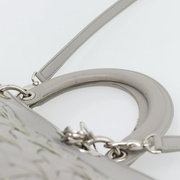 Christian Dior Diorissimo Hand Bag Leather 2way Gray Silver Auth ka4511A