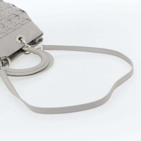 Christian Dior Diorissimo Hand Bag Leather 2way Gray Silver Auth ka4511A