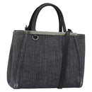 FENDI 2 JOURS Hand Bag Denim 2way Blue Silver Auth ka4513-1