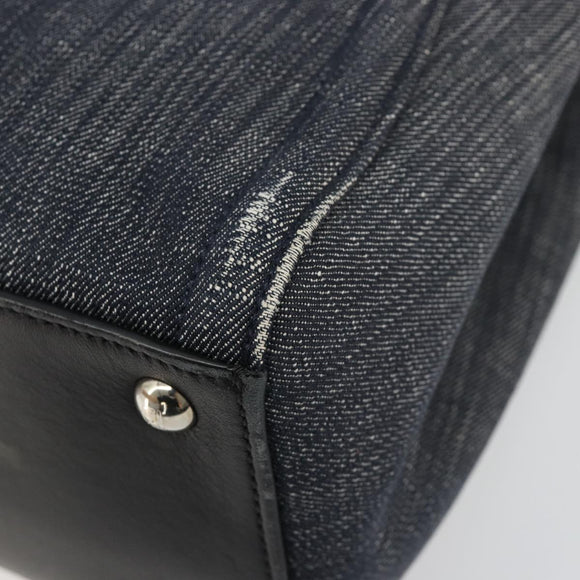 FENDI 2 JOURS Hand Bag Denim 2way Blue Silver Auth ka4513