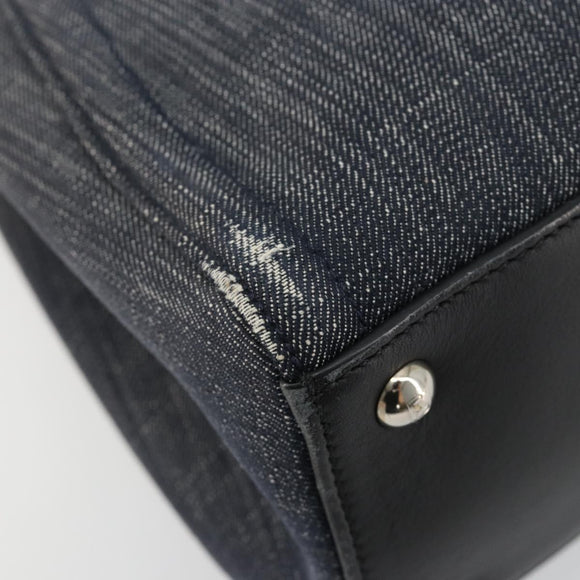FENDI 2 JOURS Hand Bag Denim 2way Blue Silver Auth ka4513