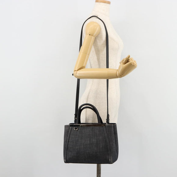 FENDI 2 JOURS Hand Bag Denim 2way Blue Silver Auth ka4513