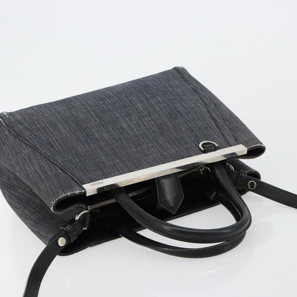 FENDI 2 JOURS Hand Bag Denim 2way Blue Silver Auth ka4513