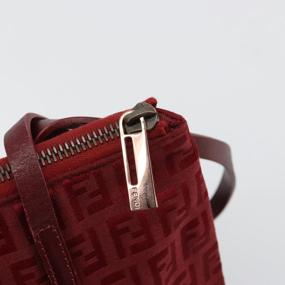 FENDI Zucchino Canvas Handtas Rood Auth ka4514A