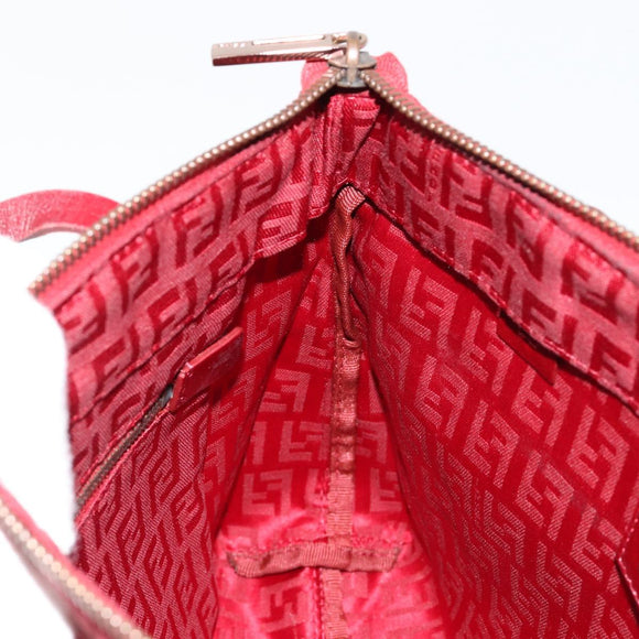FENDI Zucchino Canvas Handtas Rood Auth ka4514A