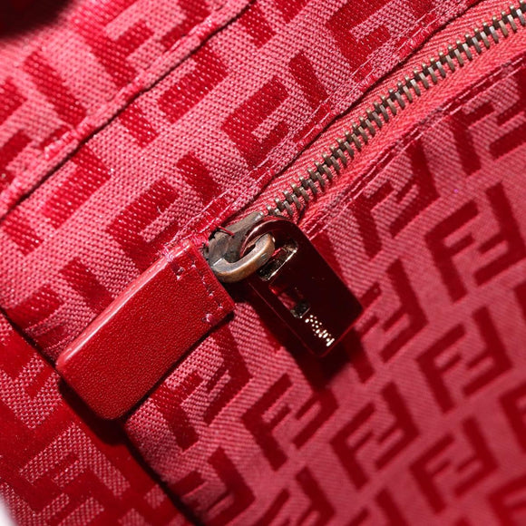 FENDI Zucchino Canvas Handtas Rood Auth ka4514A