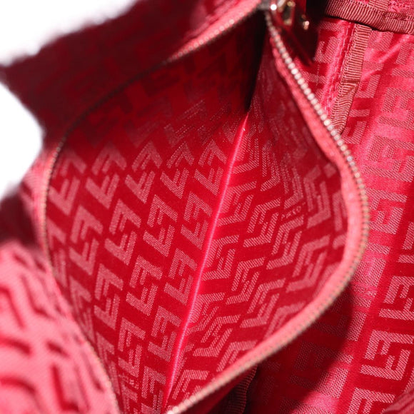 FENDI Zucchino Canvas Handtas Rood Auth ka4514A