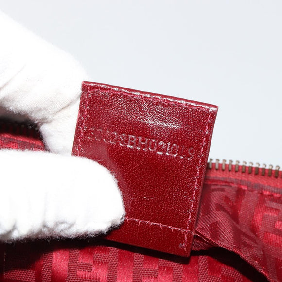 FENDI Zucchino Canvas Handtas Rood Auth ka4514A