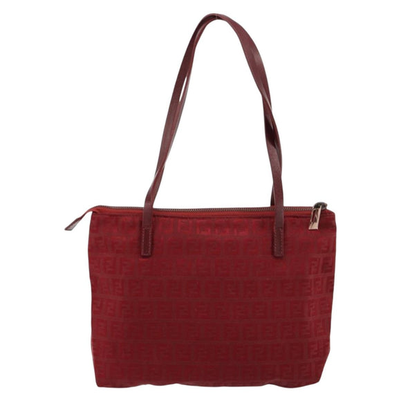 FENDI Zucchino Canvas Handtas Rood Auth ka4514A