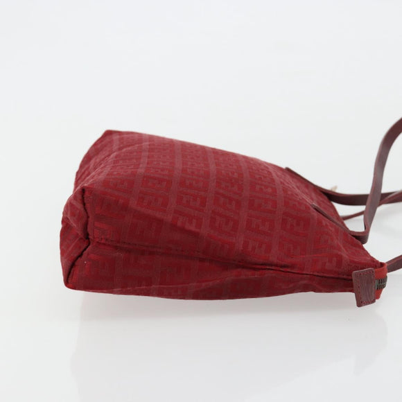 FENDI Zucchino Canvas Handtas Rood Auth ka4514A