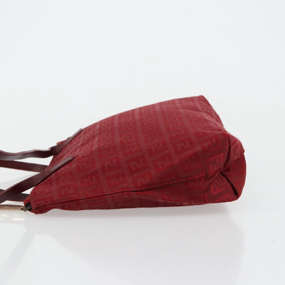 FENDI Zucchino Canvas Handtas Rood Auth ka4514A